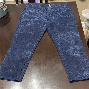DG2 by Diane Gilman Floral Blue Ankle Jeans
